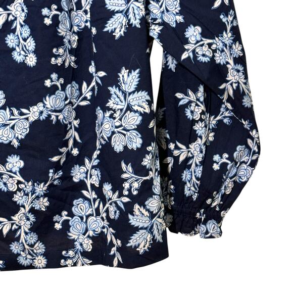 NWT J. Crew Size XXL Blue Floral Tie Back Boho Blouse - Picture 4 of 9
